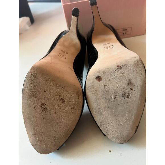 Foot candy Heels Black Patent Leather 4.5 Inch Heel Size 8.5 Retails $260 - Picture 8 of 8